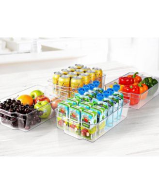 4 Pack Extra Large Clear Fridge Organizers and Storage