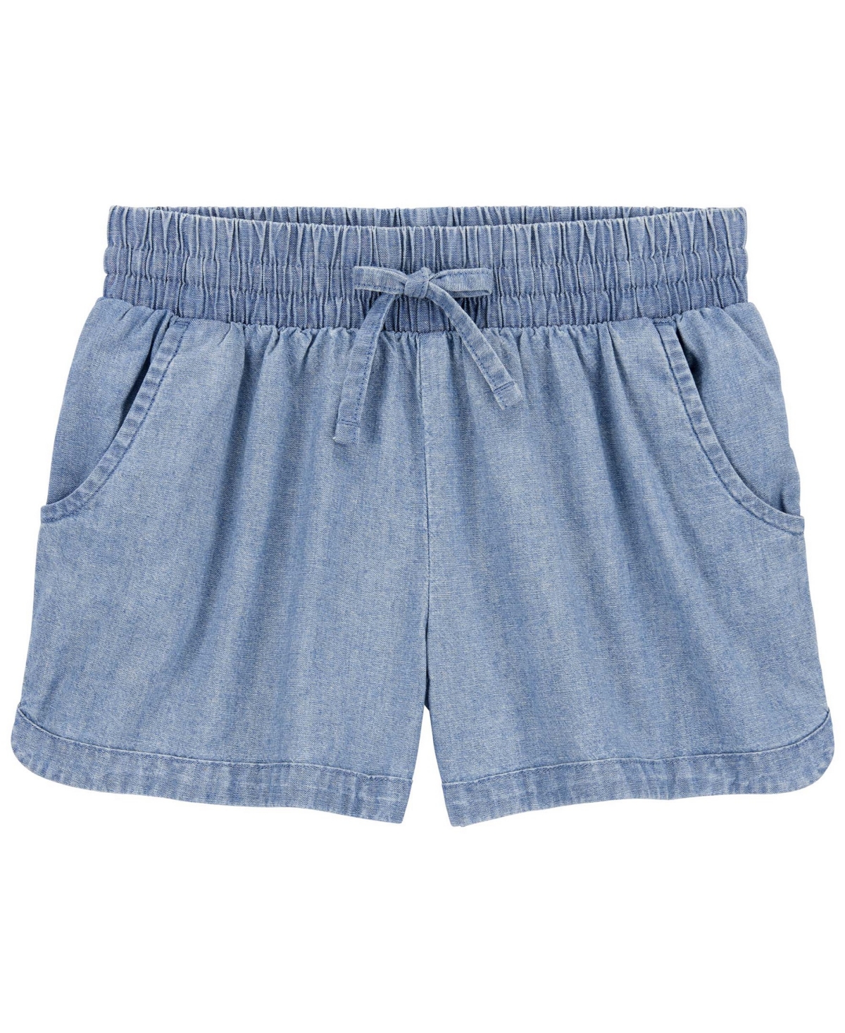 Shop Carter's Big Girls Chambray Pull-on Sun Shorts In Med Blue