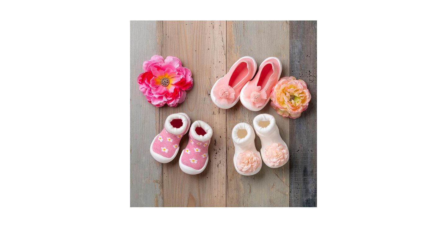 Обувь Komuello Breathable Washable Non-Slip Sock Shoes Flat - Pompom Flower Pink для девочек-малышей, цвет: Розовый — фото 7