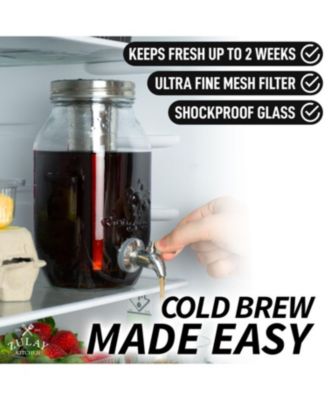 1.5 Liter Cold Brew Coffee Maker with Extra Thick Glass Carafe & Stainless Steel Mesh Filter