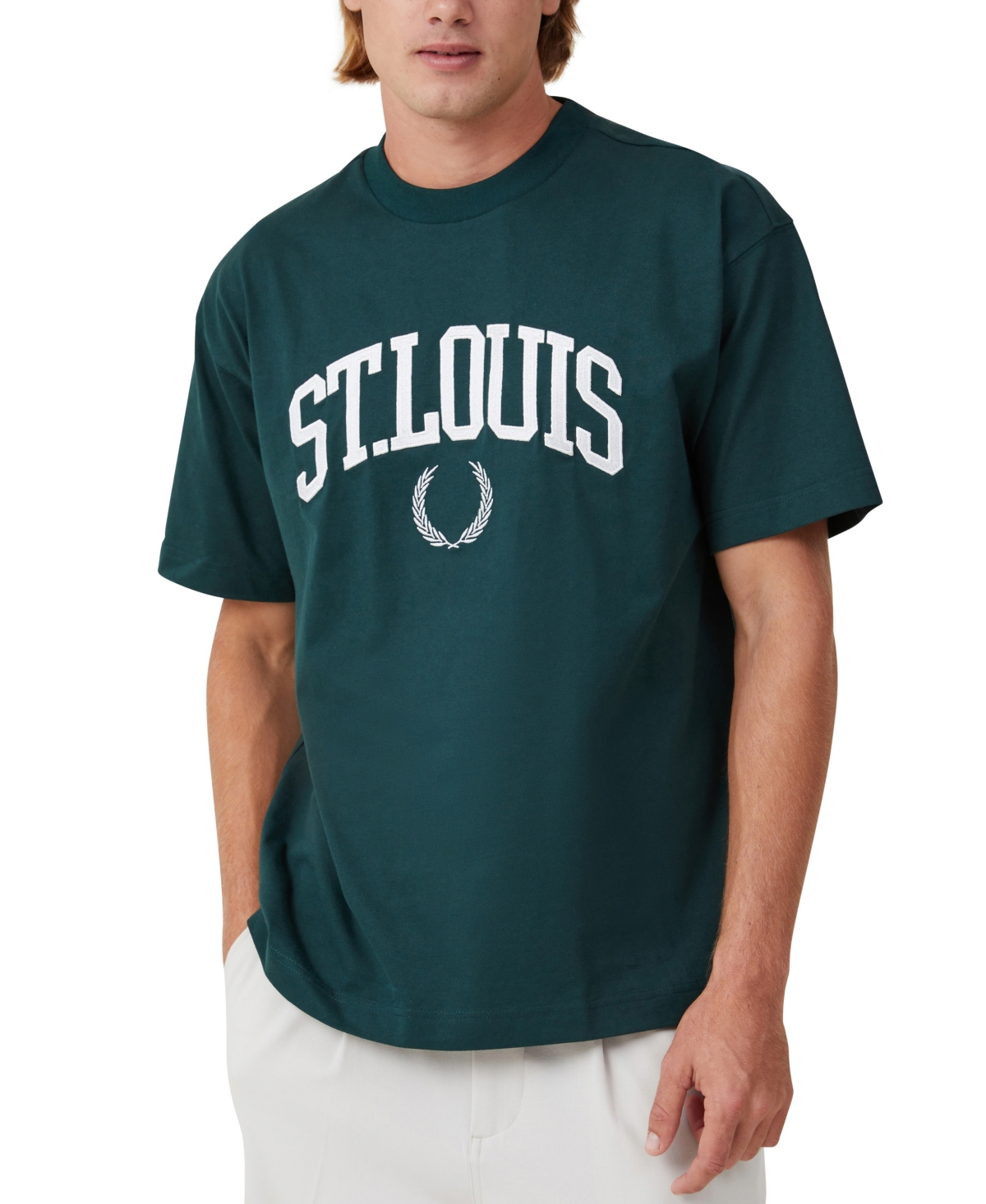 Shop Cotton On Men's Box Fit College T-shirt In Green