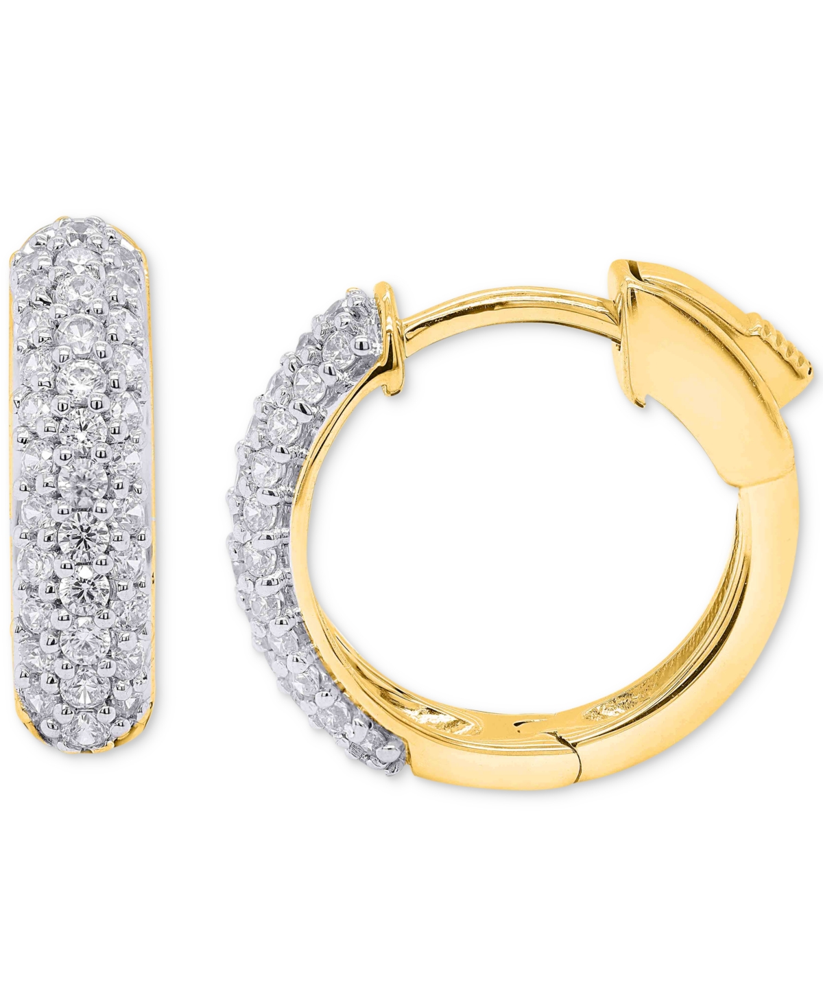 Shop Forever Grown Diamonds Lab Grown Diamond Pave Small Huggie Hoop Earrings (1/2 Ct. T.w.) In Sterling Silver Or 14k Gold-plat In Gold-plated Sterling Silver