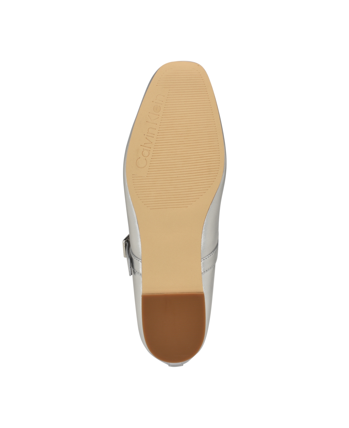 Calvin Klein Womens Buckle Man Made Ballet Flats In Silver
