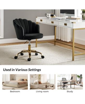 Woman Modern Cute Shell Back Upholstered Desk Chair for Vanity, Living Room