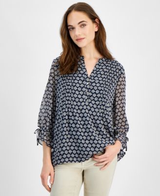 Nautica Jeans - Women's Mixed Media Popover Top