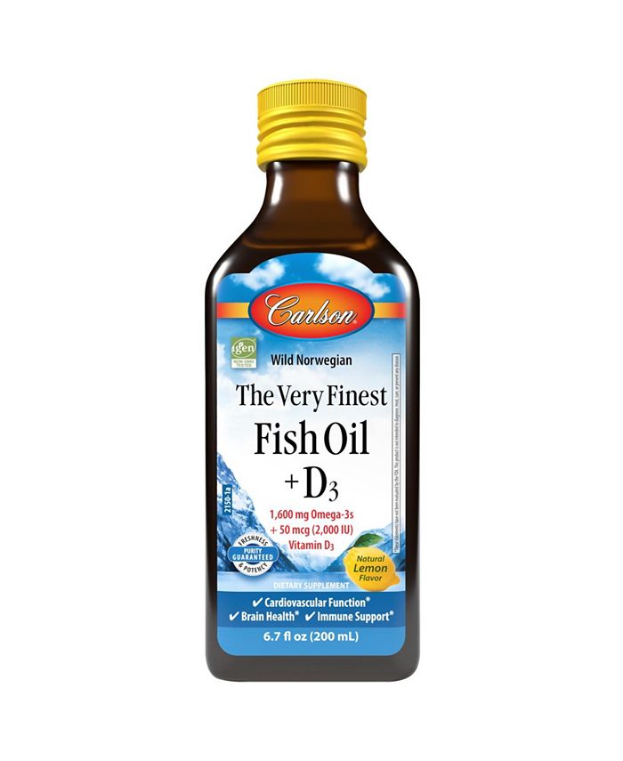 Carlson Labs Carlson - The Very Finest Fish Oil + D3, 1600 mg Omega-3s ...