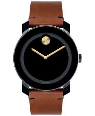 Movado Unisex Swiss Bold Rustic Brown Leather Strap Watch 42mm Macy s