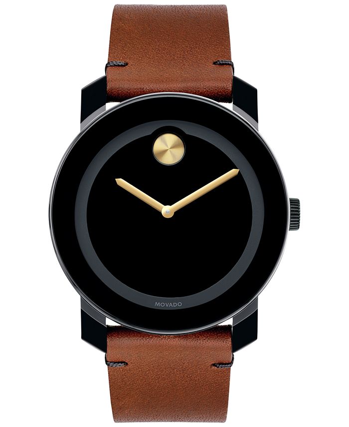 Movado - Unisex Swiss Bold Rustic Brown Leather Strap Watch 42mm 3600305