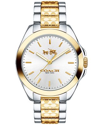 Coach signature etched bangle bracelet watch