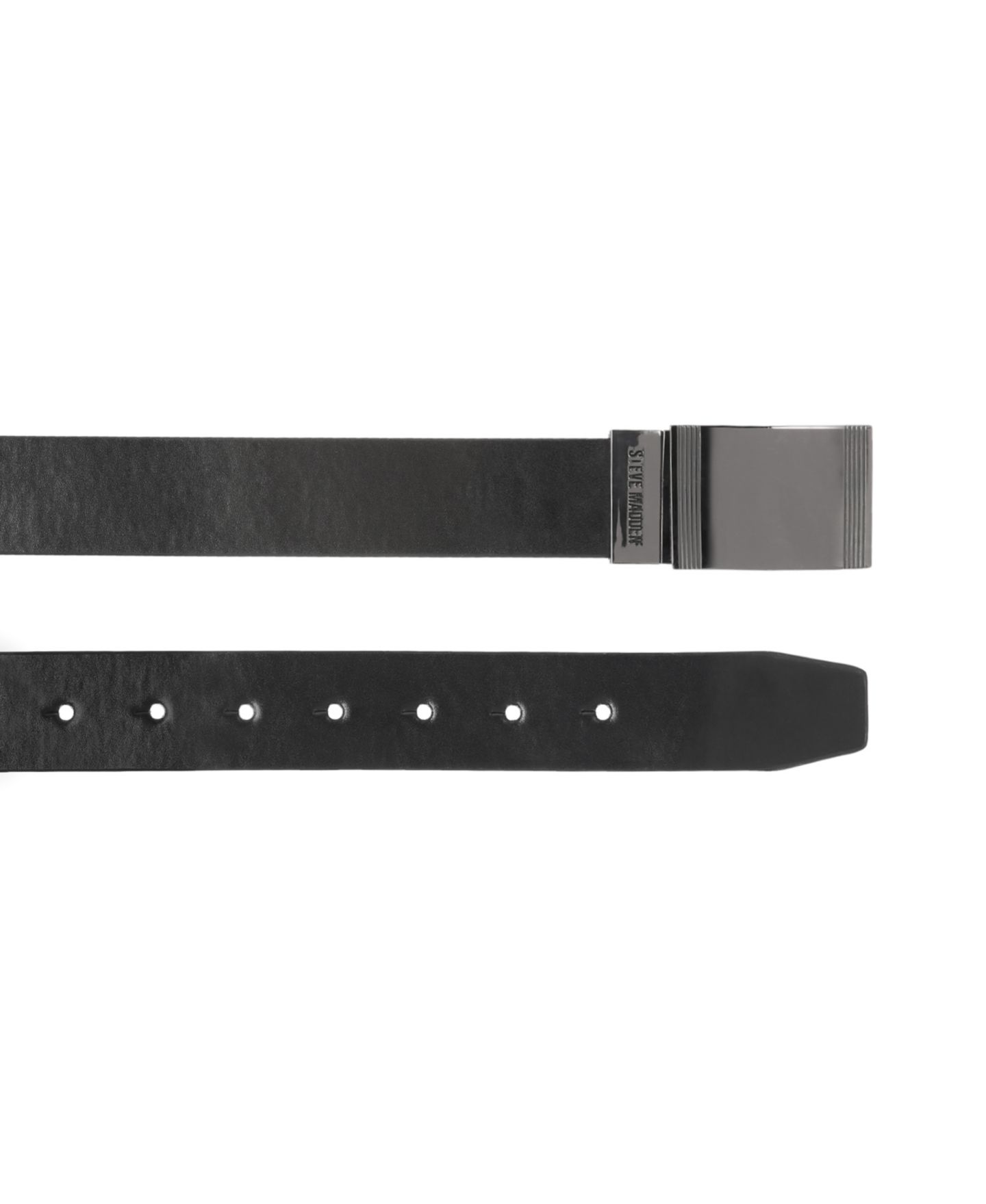 Мужской ремень Steve Madden 35mm Cut Edge Reversible Plaque Buckle Belt, цвет: Чёрный / Коричневый — фото 4