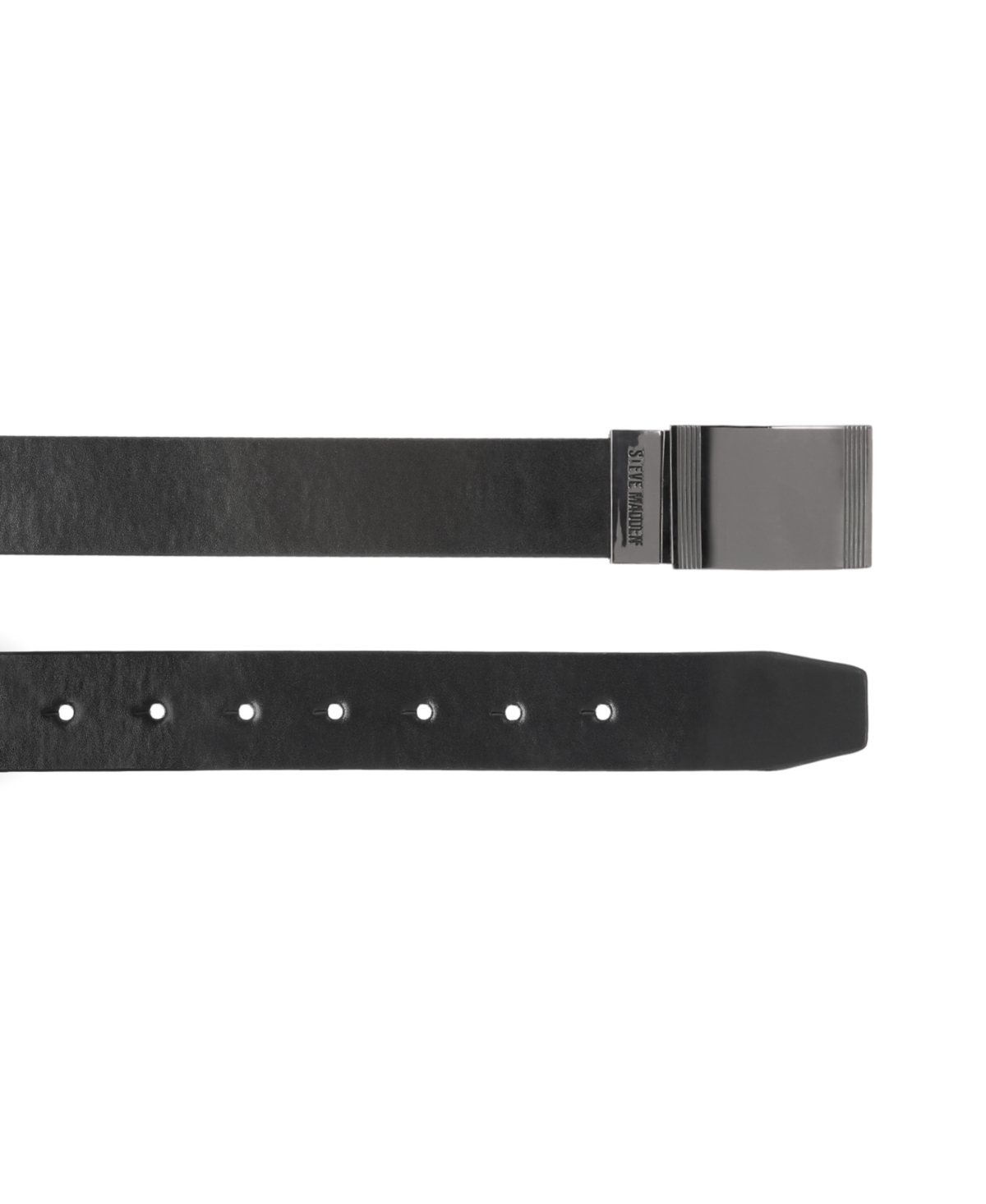Shop Steve Madden 35mm Cut Edge Plaque Buckle Belt In Black,brown