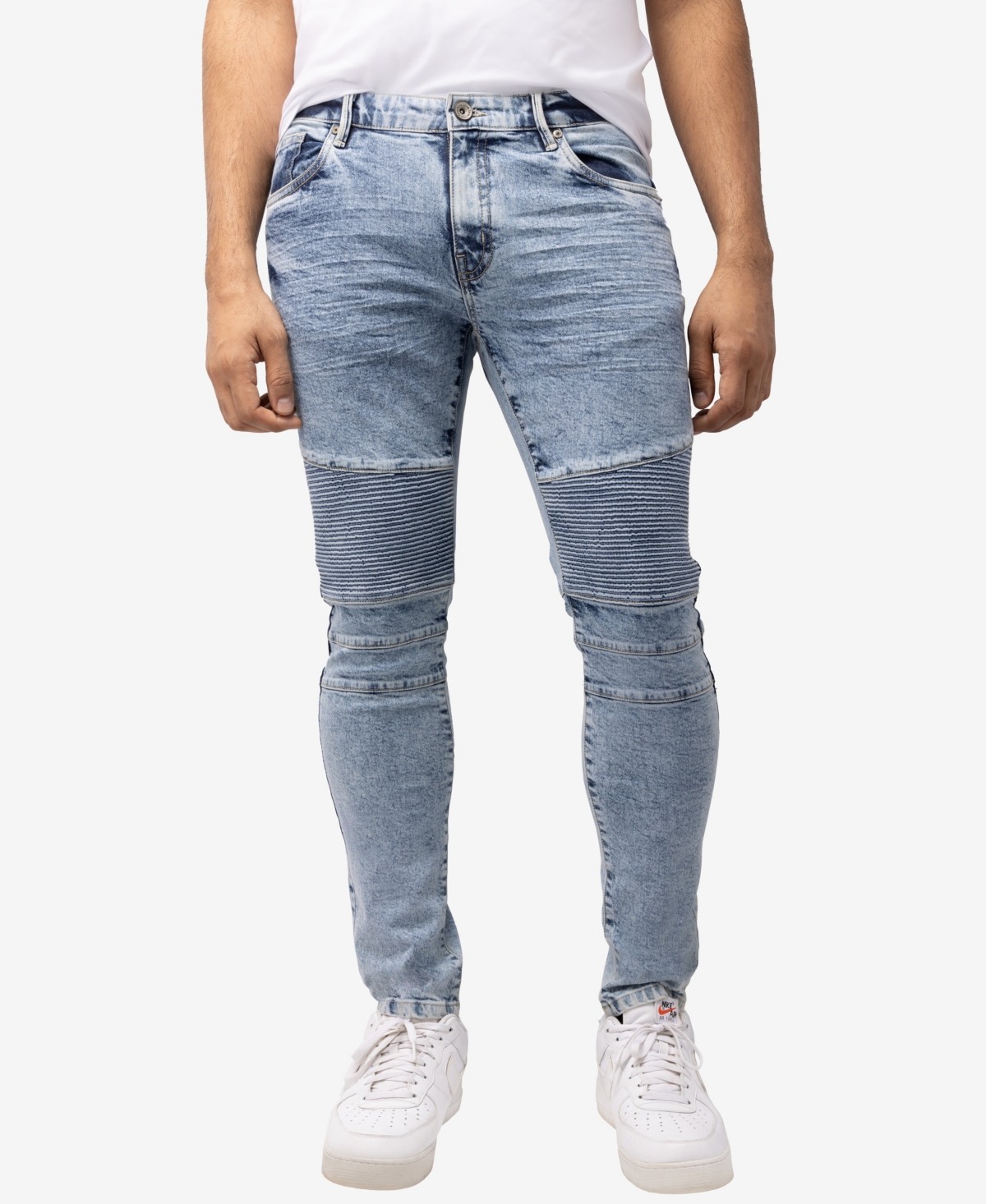 Shop X-ray Raw X Men's Skinny Fit Moto Jeans In Light Blue