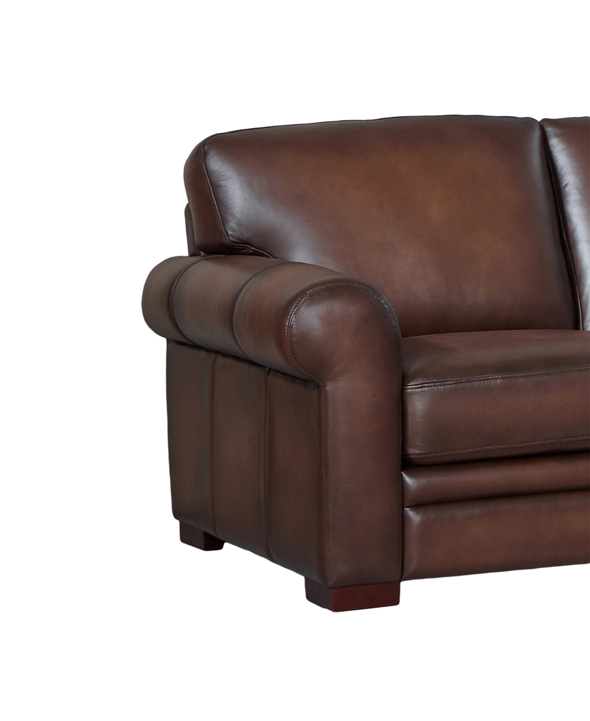 Hydeline Brookfield 70" Top Grain Leather Loveseat In Caramel Brown