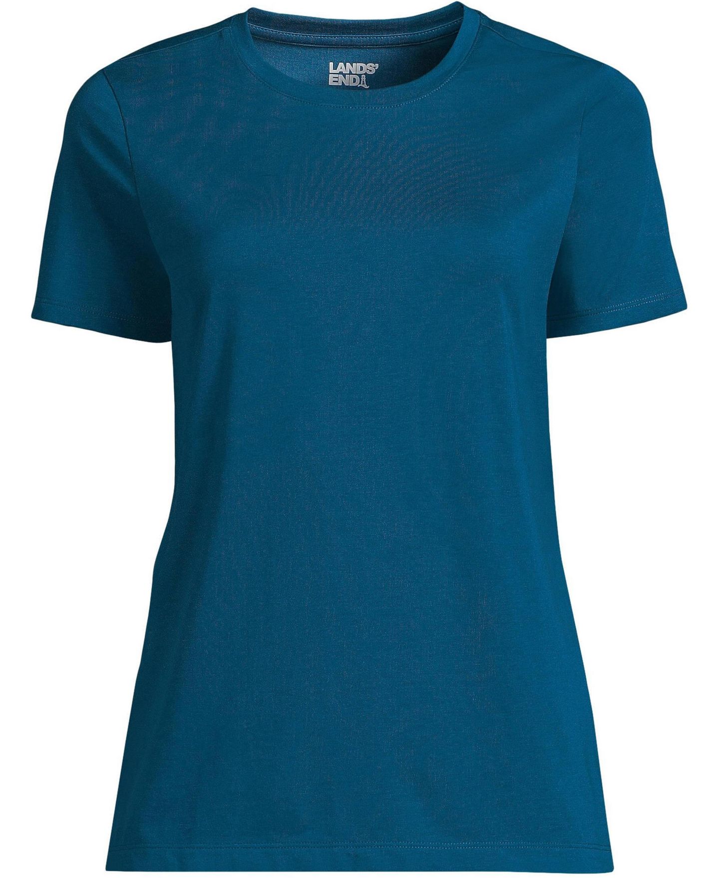 Женская футболка Lands' End Relaxed Supima Cotton Crew Neck, цвет: Бирюзовый — фото 2