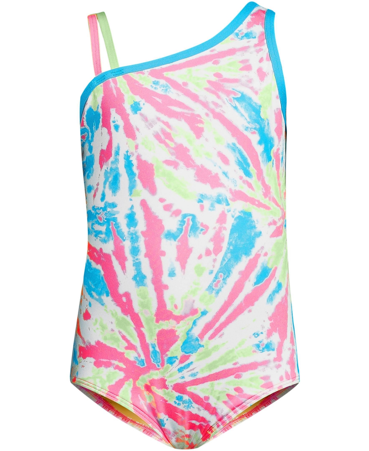 Lands' End Girls Chlorine Resistant One Shoulder Cut Out One Piece Swimsuit