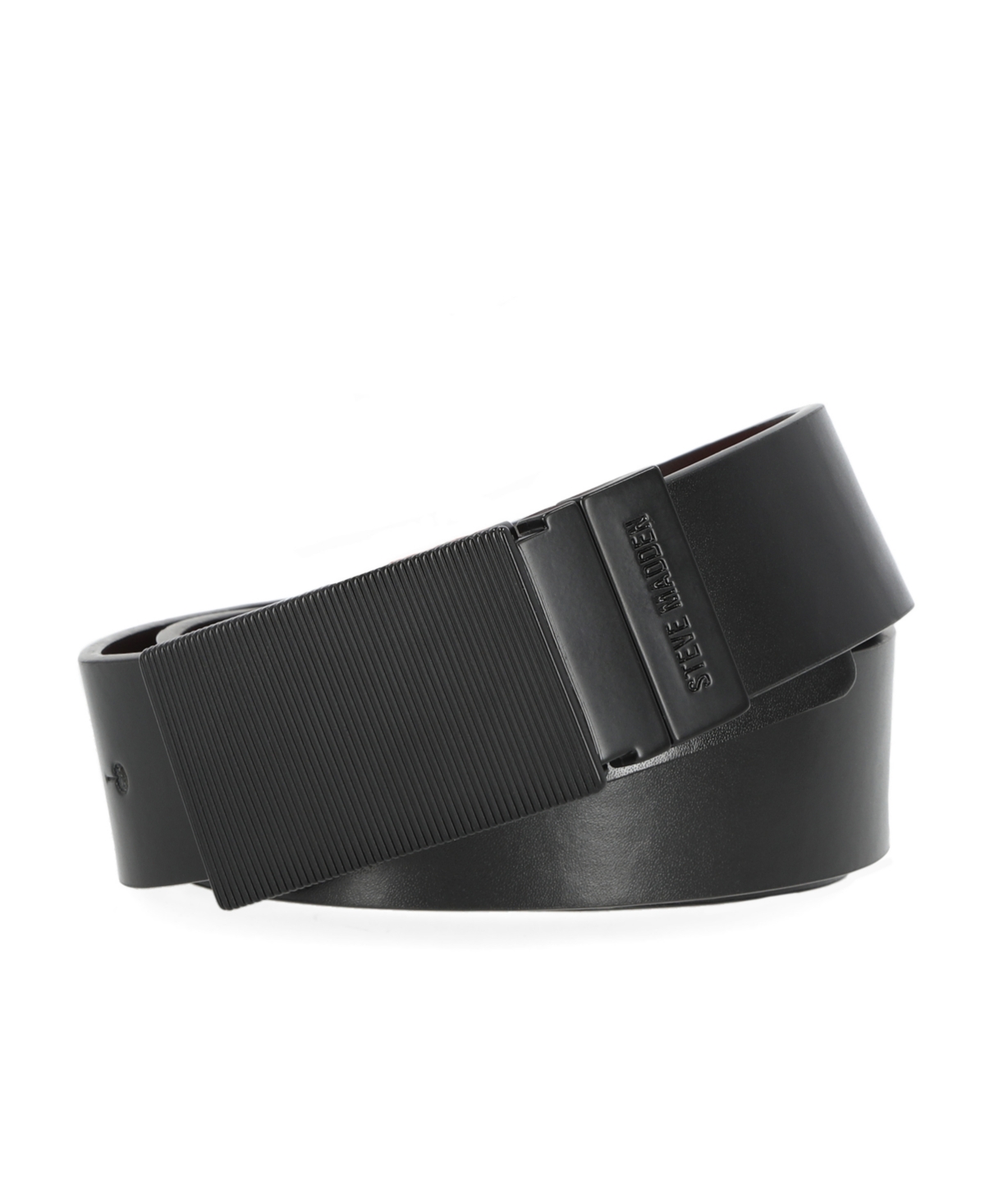 Shop Steve Madden 35mm Textured Plaque Buckle Belt In Black,brown