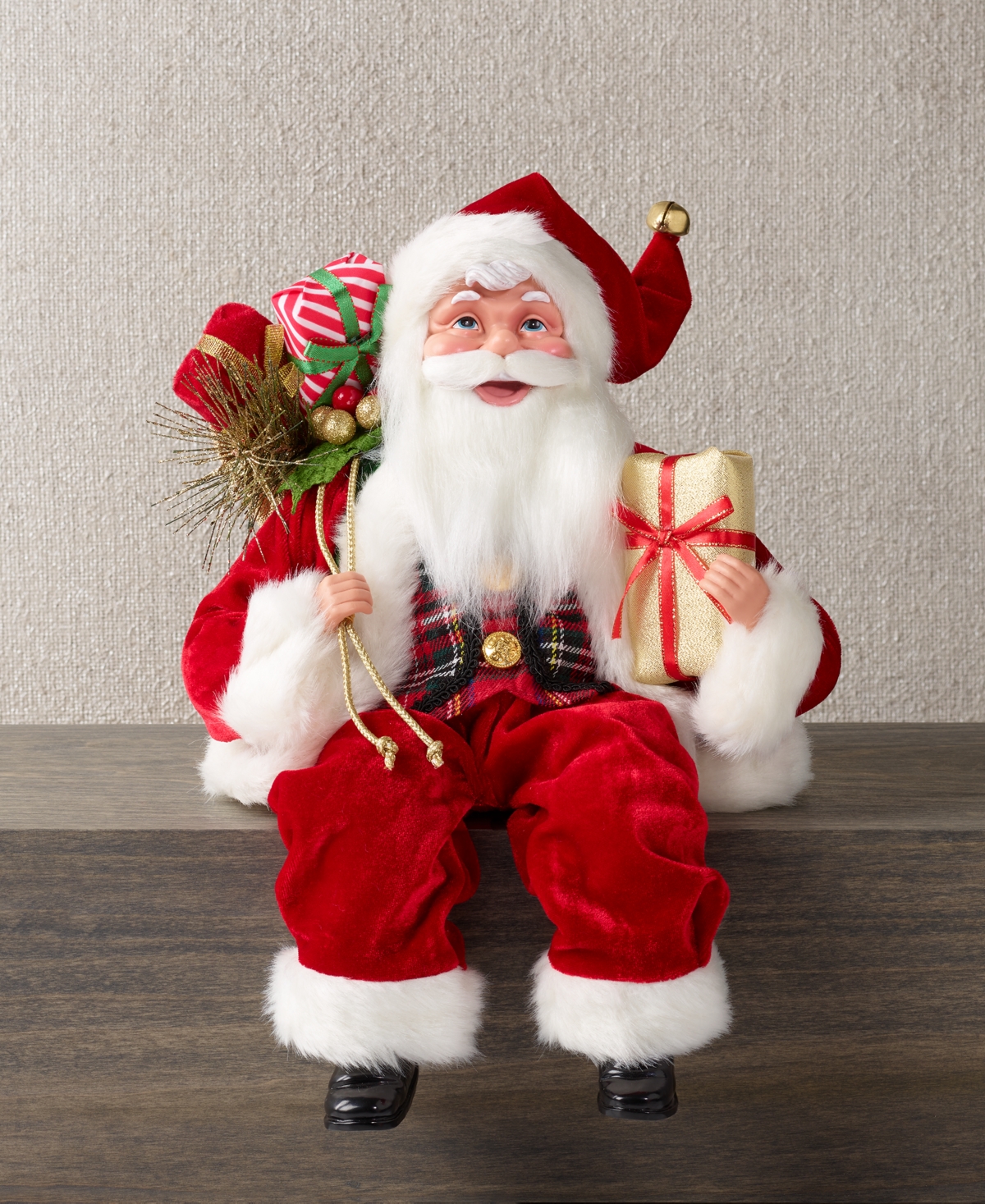 Holiday Lane Fabric Sitting Santa in Red Outfit, Exclusively at Macy's