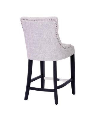 24" Linen Tufted Buttons Upholstered Wingback Counter Stool (Set of 2)