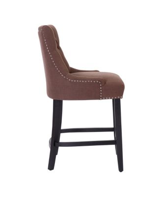 24" Linen Tufted Buttons Upholstered Wingback Counter Stool (Set of 2)