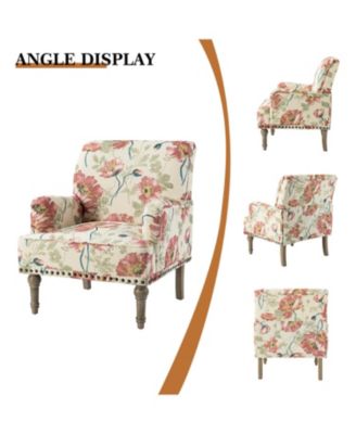 Montross Traditional Wooden Upholstered  Armchair with Floral Patterns