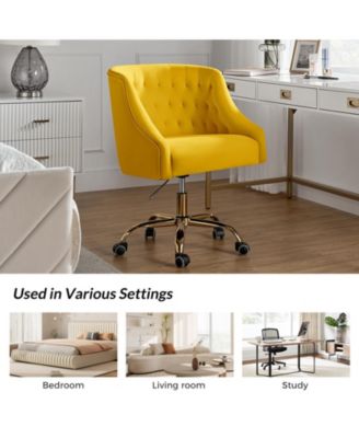   Standard   Velvet, Gold Metal   Stylish, Compact Desk Chair