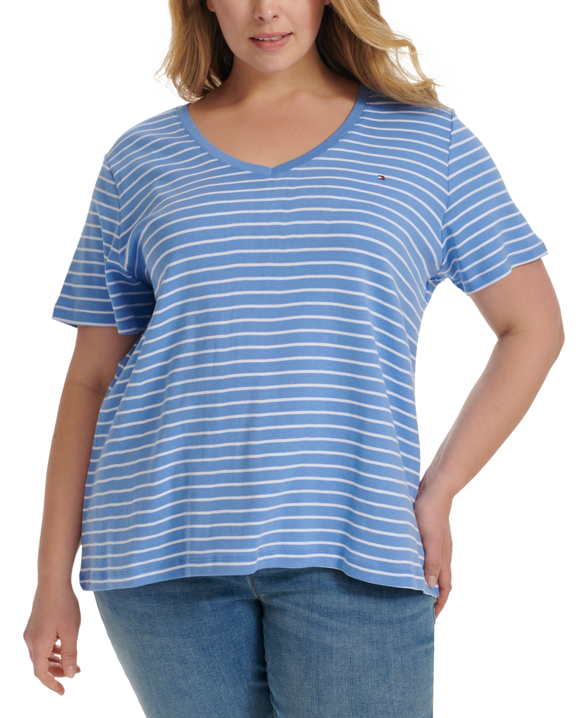 Plus Size Cotton Striped T-Shirt, Created for Macy's - Bay Combo