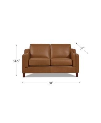Bella 60" Top Grain Leather Loveseat