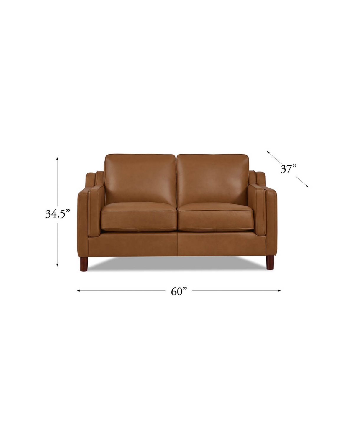 HYDELINE BELLA 60" TOP GRAIN LEATHER LOVESEAT 