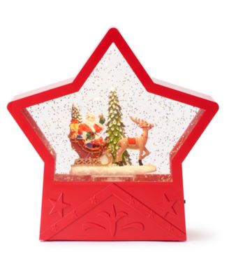 Holiday Lane - Christmas Cheer LED Red Star Santa Waterglobe