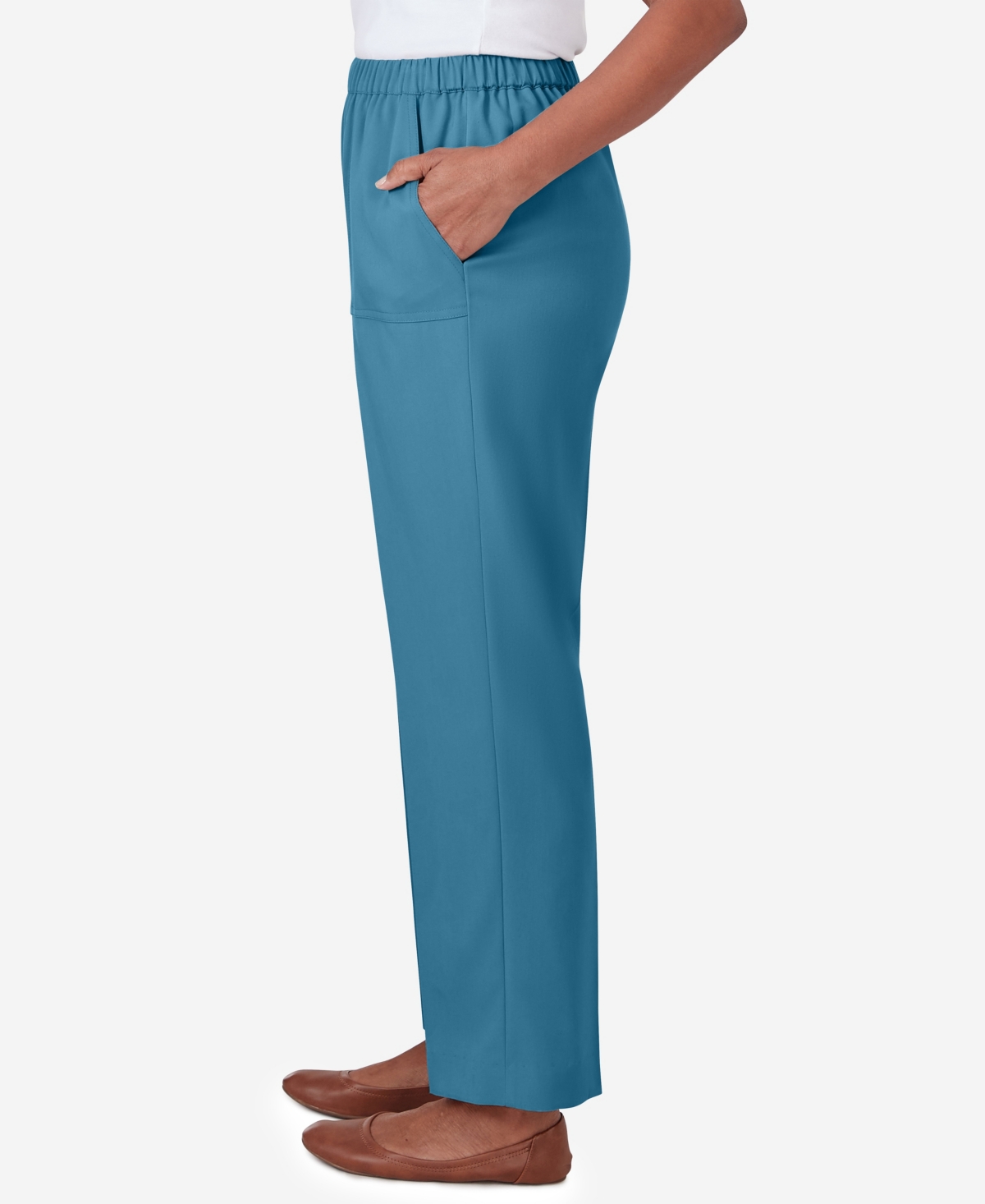 Alfred Dunner Petite Sedona Sky Sedona Pull On Balanced Straight Leg Pant, Petite & Petite Short In Mallard