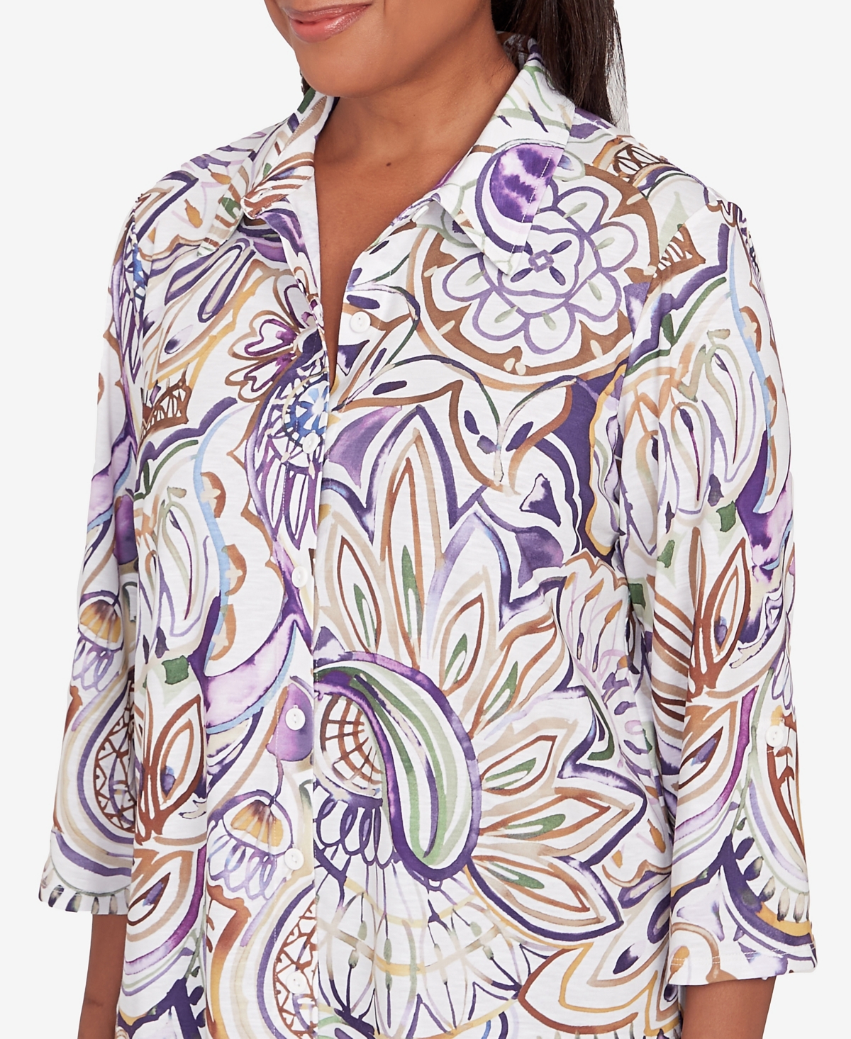 Shop Alfred Dunner Charm School Women's Drama Paisley Top In Multi