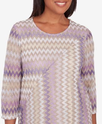 Charm School Women's Sparkling Zig Zag Stripe Top