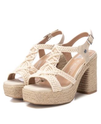 Women's Heeled Jute Platform Sandals By XTI