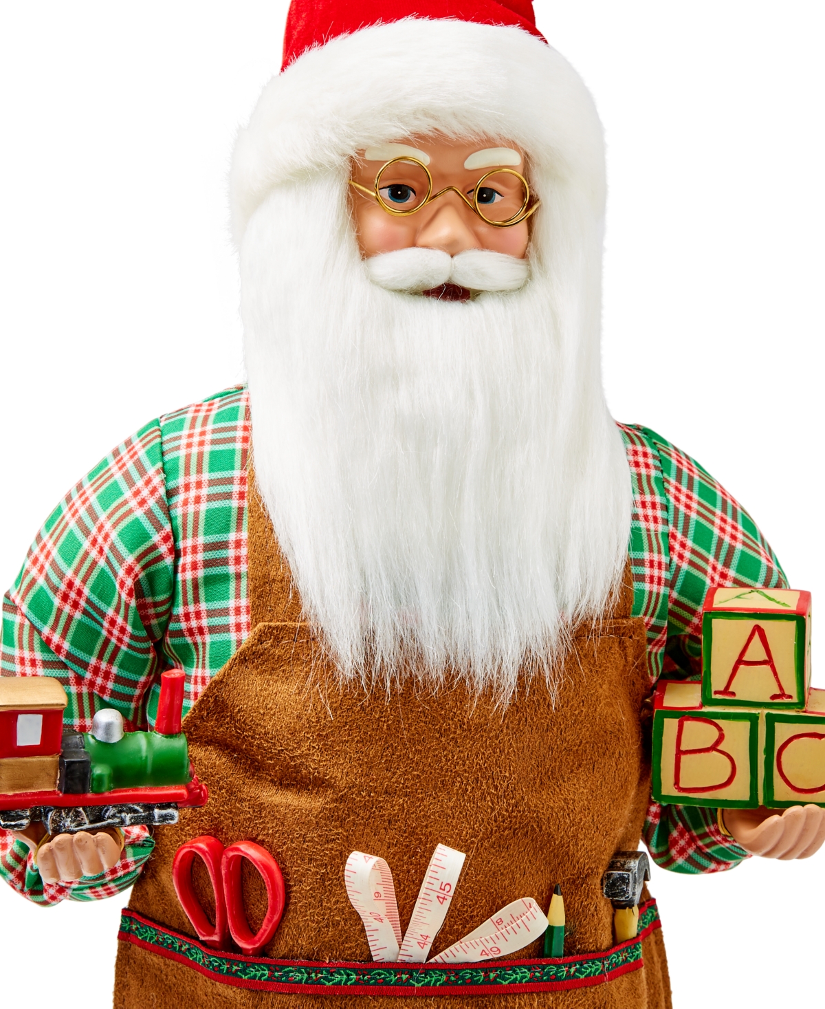 Holiday Lane Burgundy & Brown Caucasian Bear & Train Santa