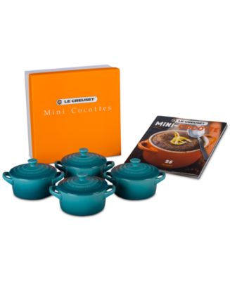 Le Creuset Caribbean Set of 4 Mini Round Stoneware Cocottes with