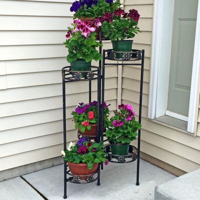 45-Inch 6-Tier Indoor/Outdoor Folding Metal Plant Stand - Bronze Finish