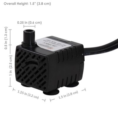Indoor/Outdoor Small Fountain or Aquarium Pump with LED Light Ring and Transformer - 40 GPH - 12 Volts