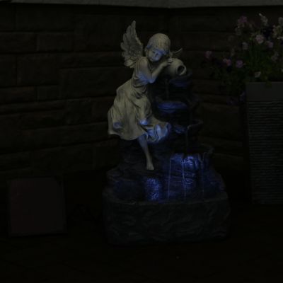 Outdoor Solar Powered Angel Falls Water Fountain with Battery Backup and Submersible Pump - 27"