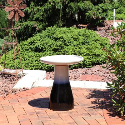 21" H Ceramic Bird Bath for Outside - Hand-Painted Outdoor Bird Bath Bowl, UV/Frost-Resistant Finish - Twilight - Classic Pedestal