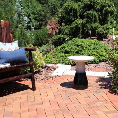 21" H Ceramic Bird Bath for Outside - Hand-Painted Outdoor Bird Bath Bowl, UV/Frost-Resistant Finish - Twilight - Classic Pedestal