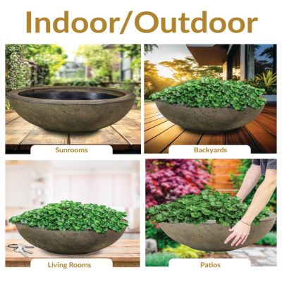 Weather-Resistant Polyresin Double-Walled Percival Outdoor Flower Pot Planter, 20.75"