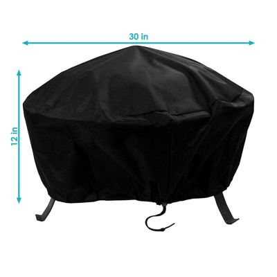 Outdoor Heavy-Duty Weather-Resistant PVC and 300D Polyester Round Fire Pit Cover with Drawstring and Toggle Closure