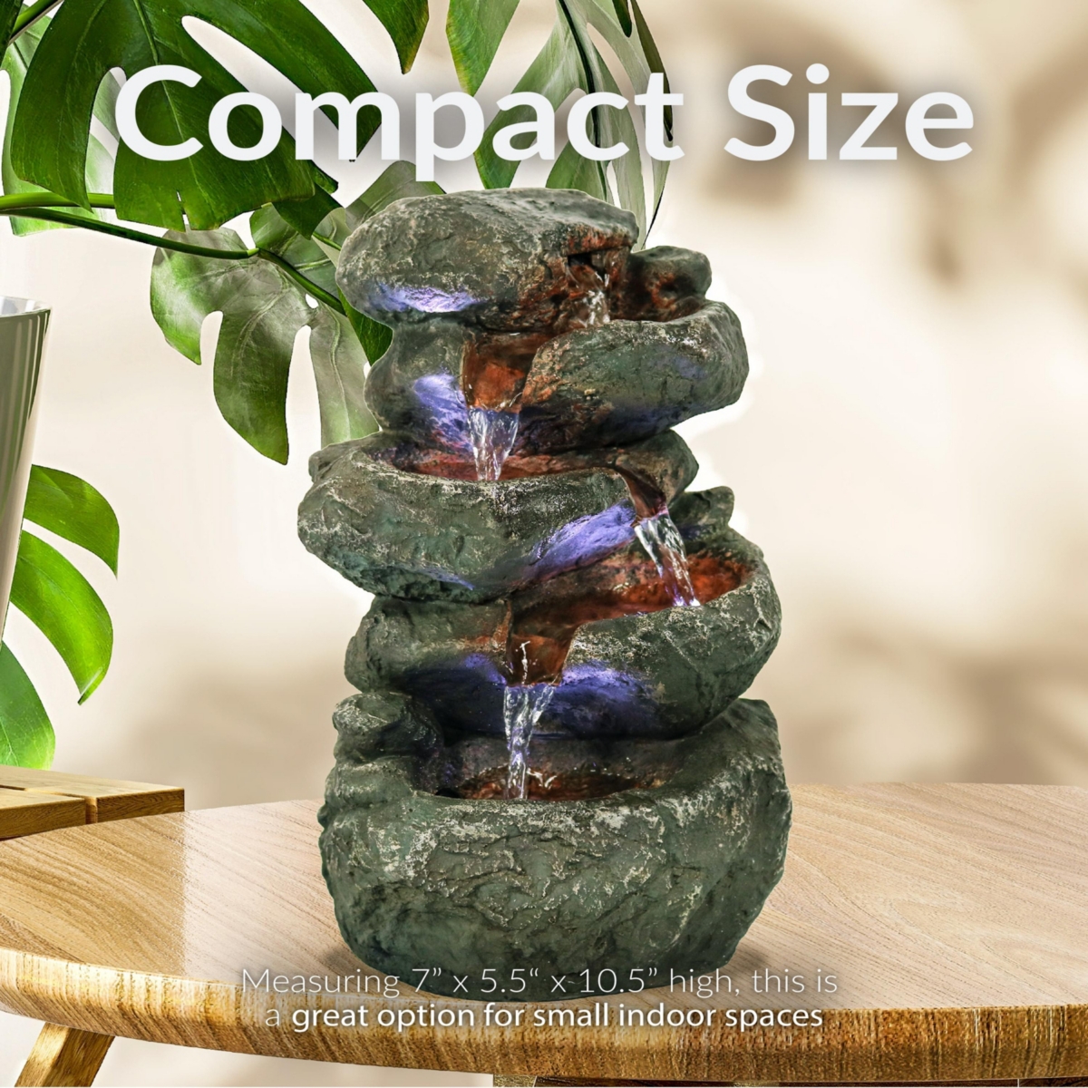 Sunnydaze Decor Stacked Rocks Polyresin Indoor Water Fountain with Led -