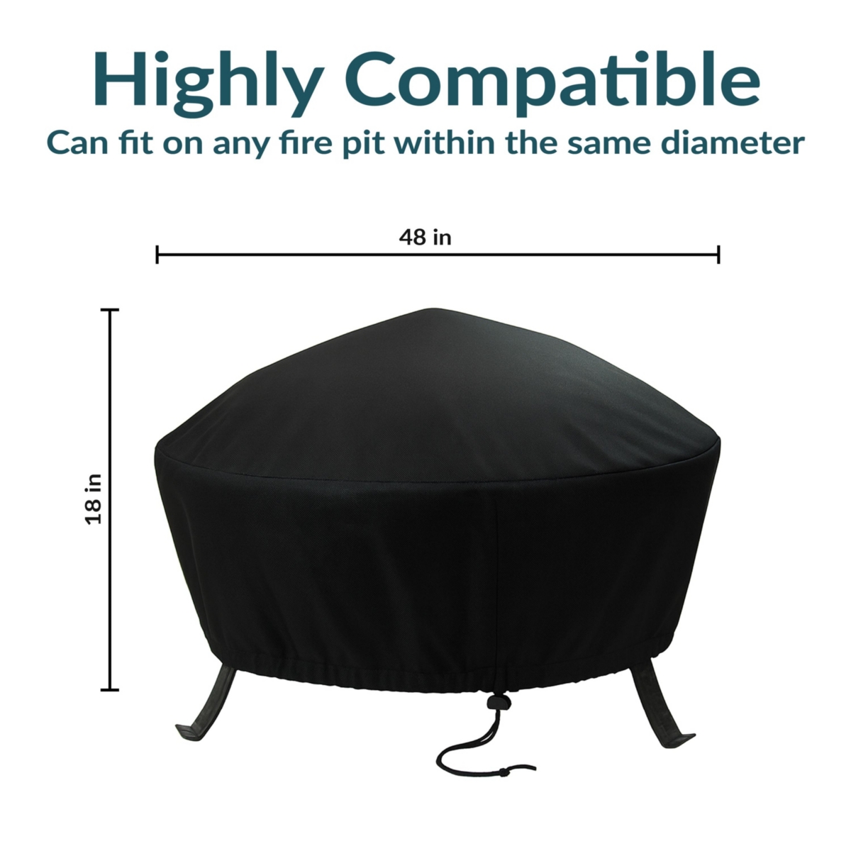 Outdoor Heavy-Duty Weather-Resistant Vinyl Pvc Round Fire Pit Cover with Drawstring Closure