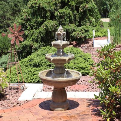 48"H Electric Fiberglass 3-Tier Outdoor Water Fountain