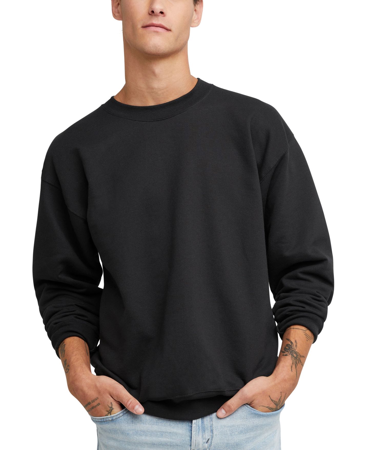 Мужская толстовка Hanes Ultimate Heavyweight Fleece Crewneck, цвет: Чёрный — фото 3