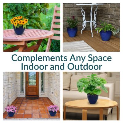 Chalet Outdoor/Indoor High-Fired Glazed UV- and Frost-Resistant Ceramic Planters with Drainage Holes - 2-Pack