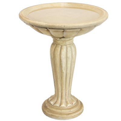 Outdoor Glass Fiber Reinforced Concrete Patio Grecian Column Style Bird Bath - 20.25"