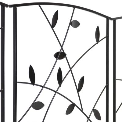 Modern Leaves and Vines 10-Foot 5-Piece Steel Decorative Garden Fence Panels - 26" W x 32" H Per Panel - Black