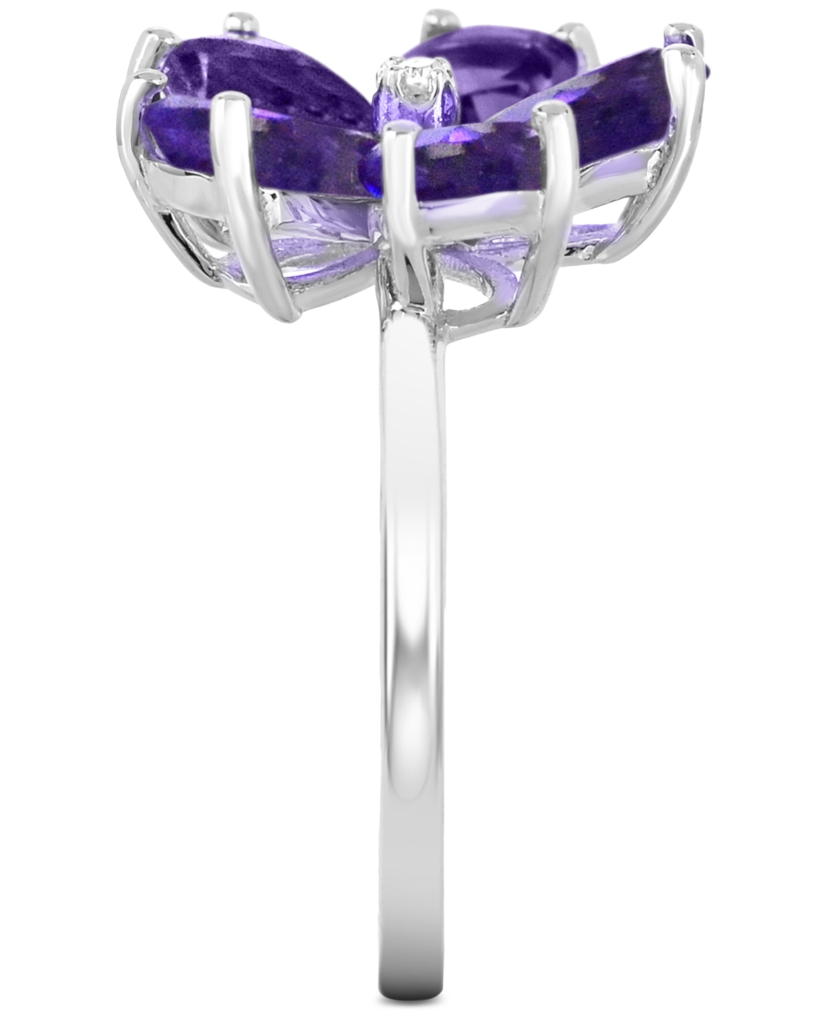 Macy's Amethyst (3-1/4 Ct. T.w.) & Diamond Accent Flower Ring In Sterling Silver In Amethyst